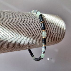 New men's 14 k gold filled with black onyx and green aventurine  stone bracelet